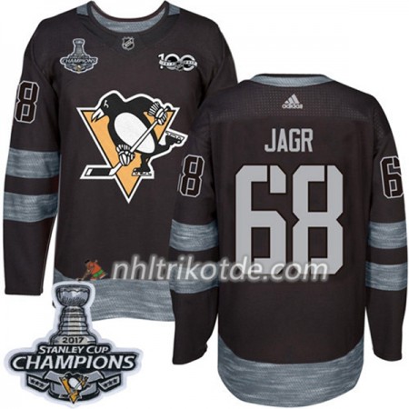 Pittsburgh Penguins Trikot Jaromir Jagr 68 1917-2017 100th Anniversary Adidas Schwarz 2017 Stanley Cup Champions Authentic - Herren